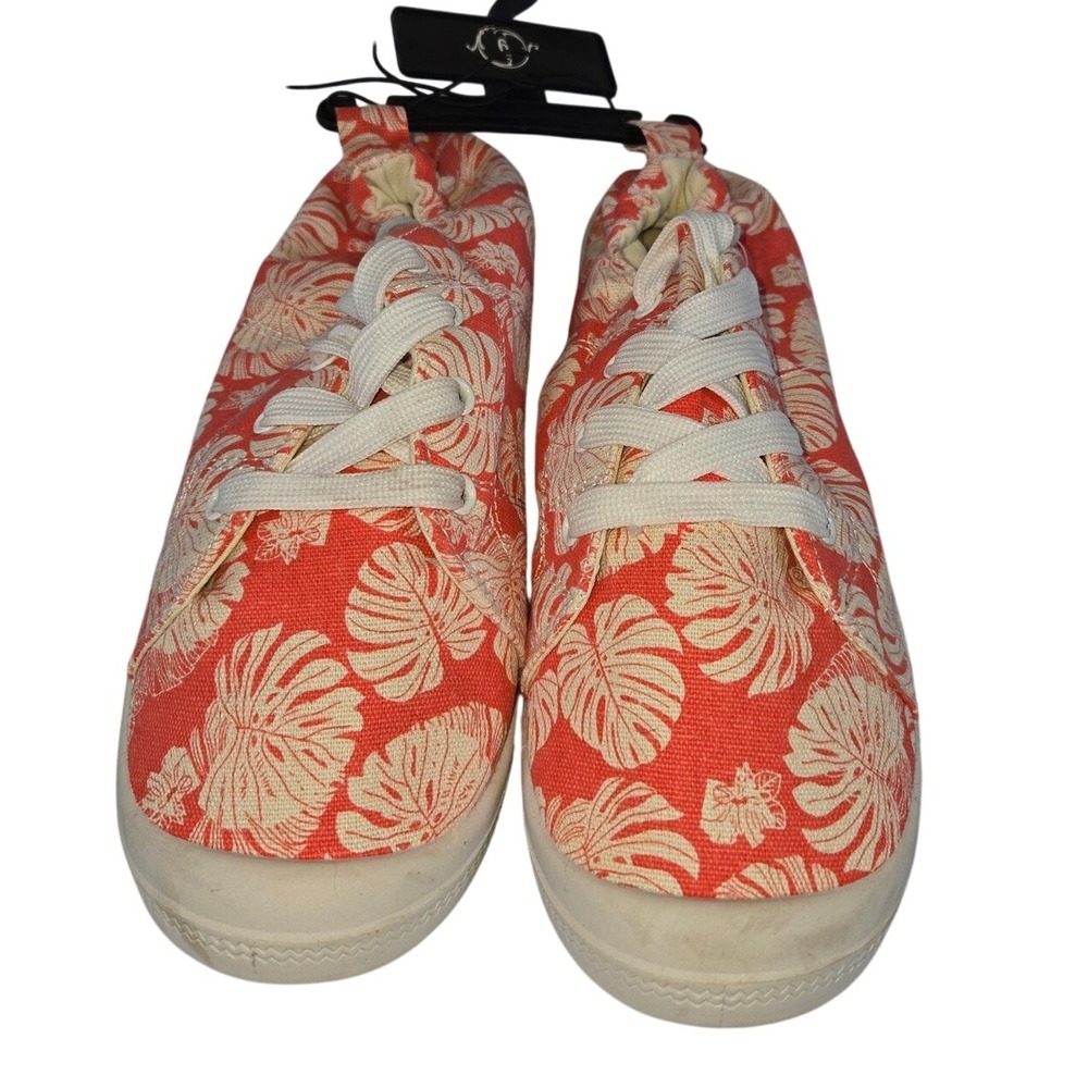Sole Mates Coral Floral Canvas Lace Up Sneakers‎ Women's Size 6